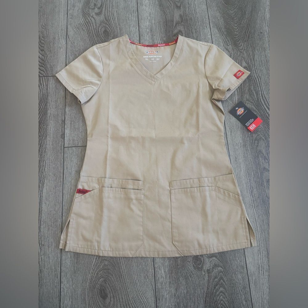 Dickies Women's Tan V-Neck Top